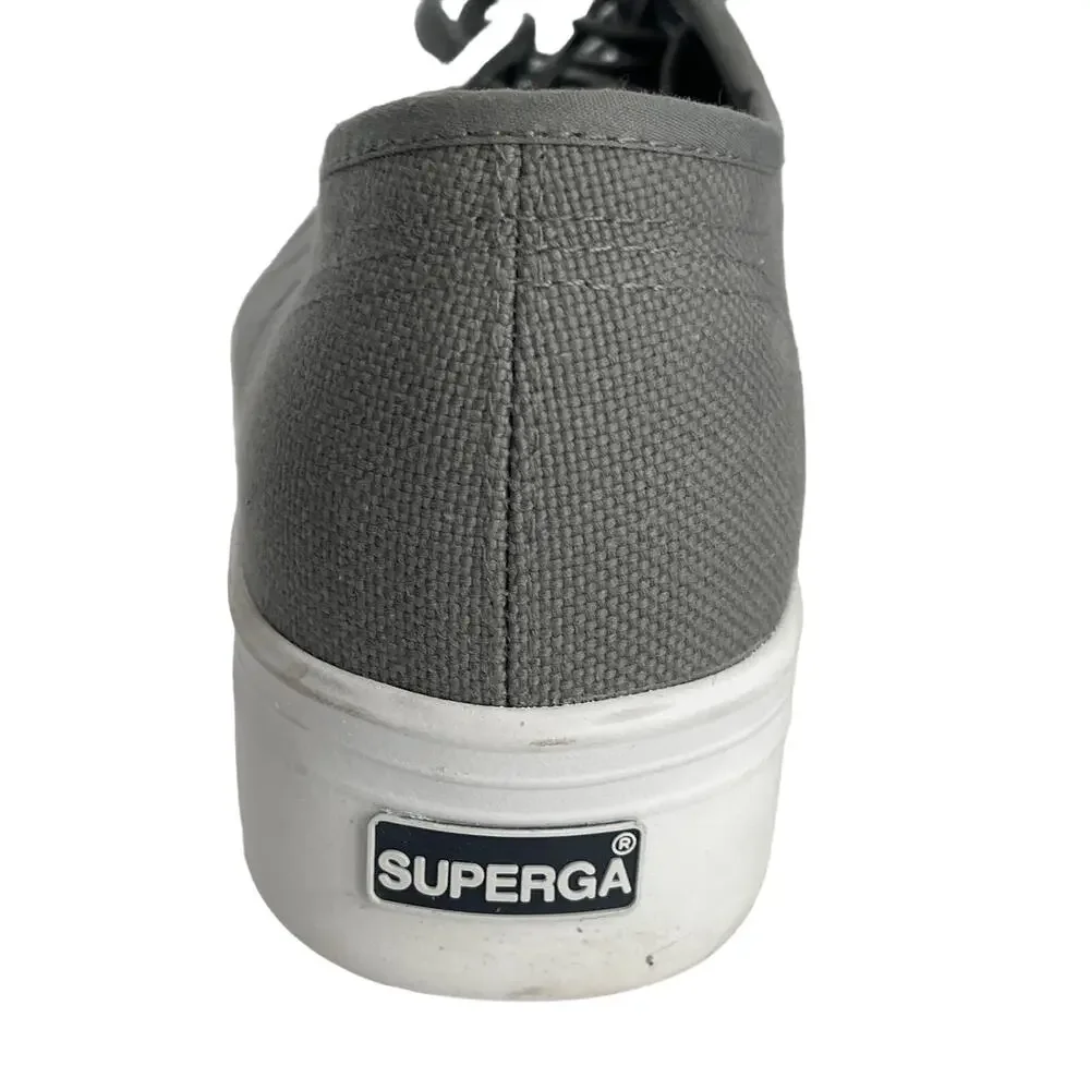 Superga 2740 Stone Grey Canvas Platform Sneakers NWOB Size US 7